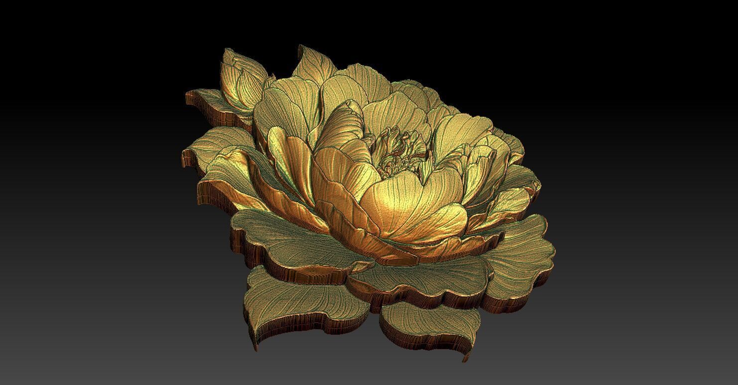 1 peony CNC Relief Model 3D print model_5