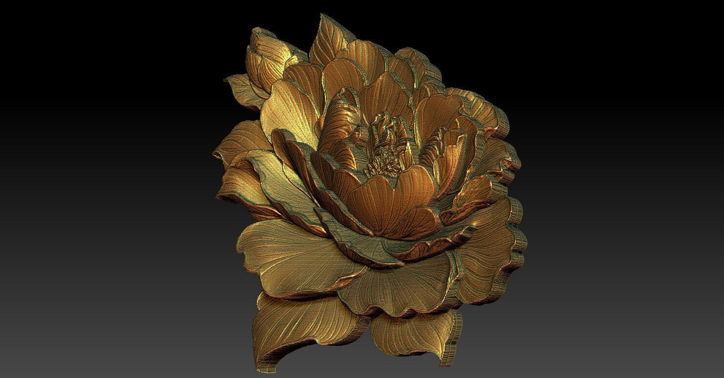 1 peony CNC Relief Model 3D print model_3