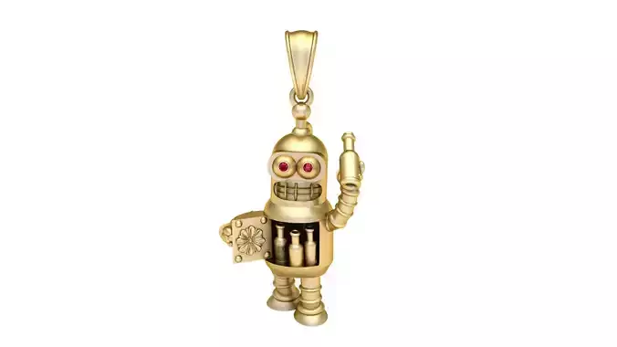 gold robot charm 