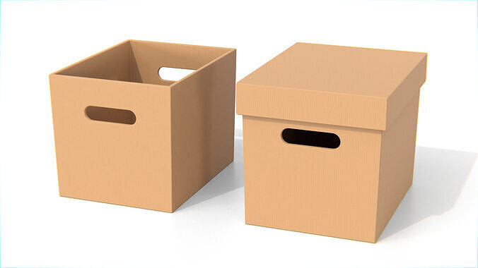 Cardboard Box with Lid Low-poly 3D model