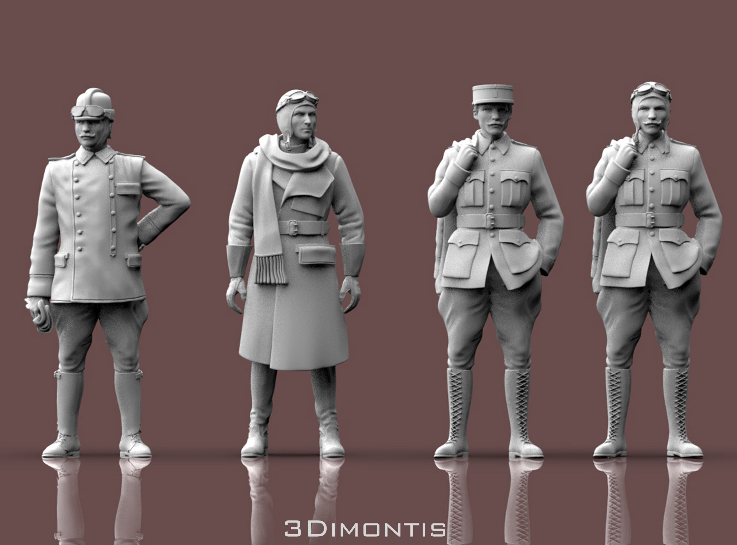 Pilots WW1 3D print model_15