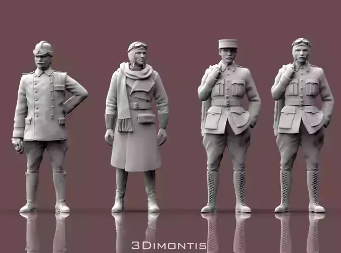Pilots WW1 3D print model