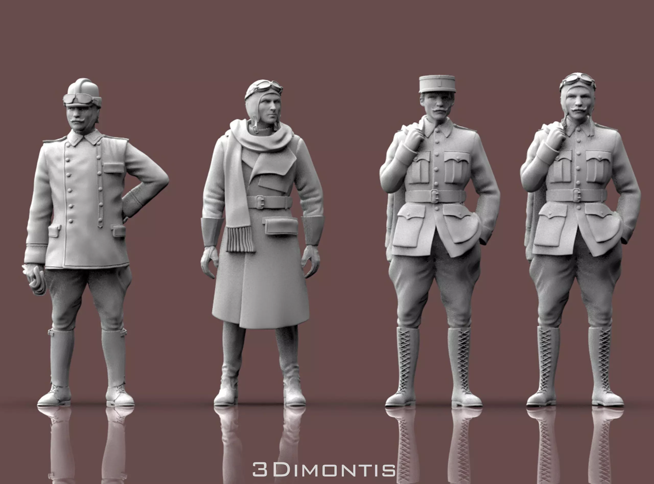 Pilots WW1 3D print model_0