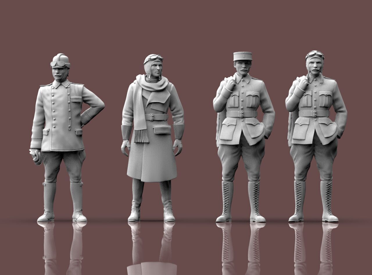 Pilots WW1 3D print model_24