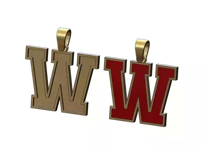 W enamel varsity letter sports letterman jersey pendant charm