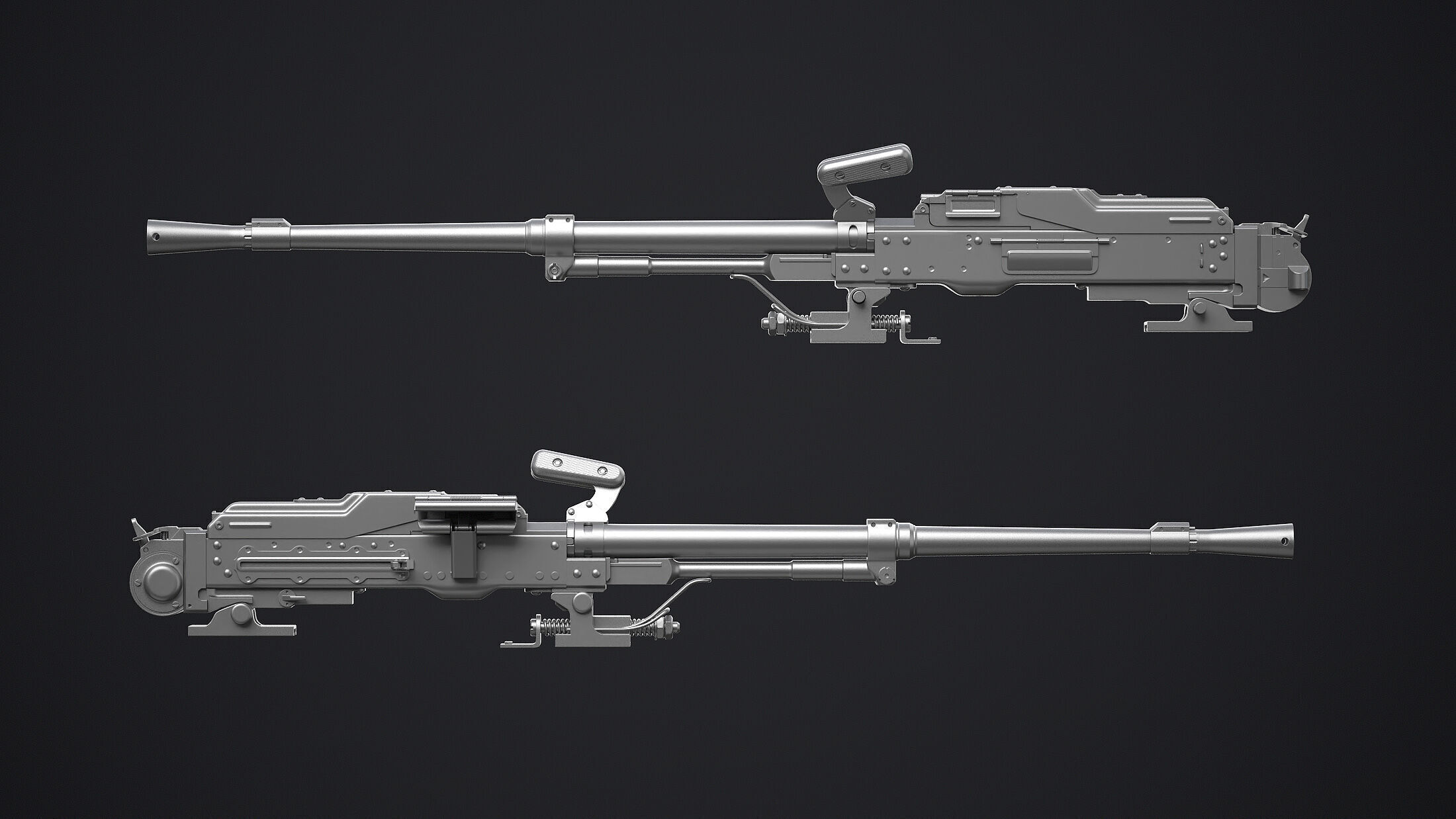 PKT Machine Gun with Tank Turret 3D model_6