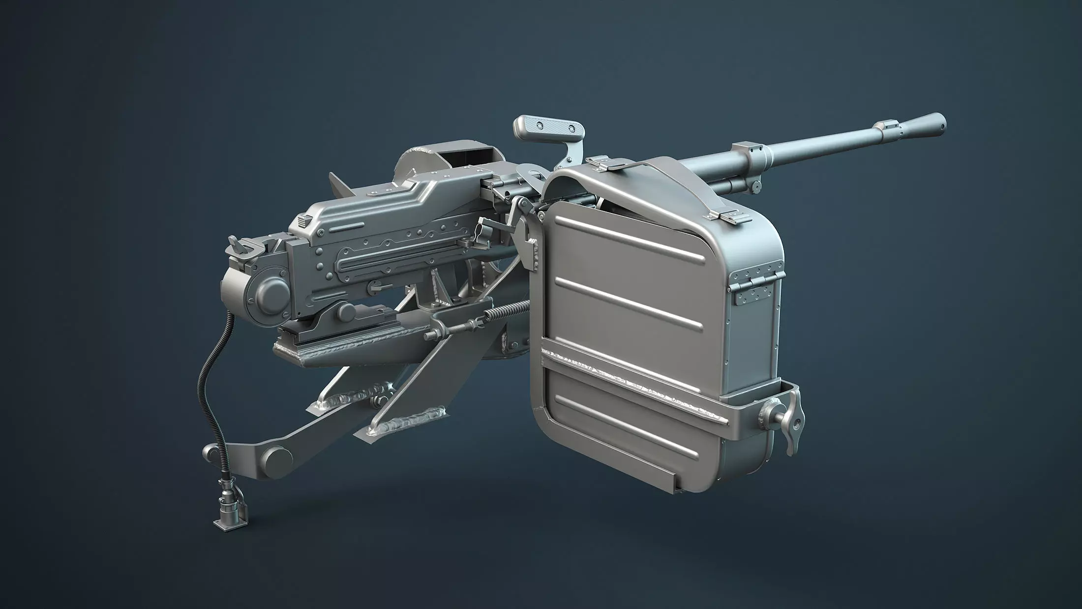 PKT Machine Gun with Tank Turret 3D model_0