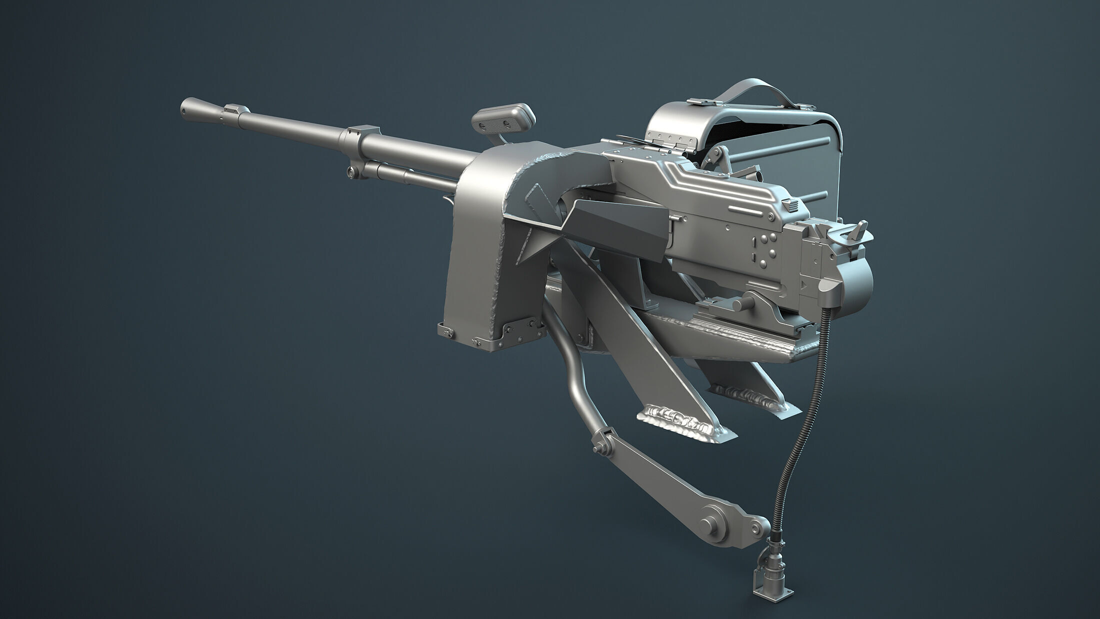PKT Machine Gun with Tank Turret 3D model_2