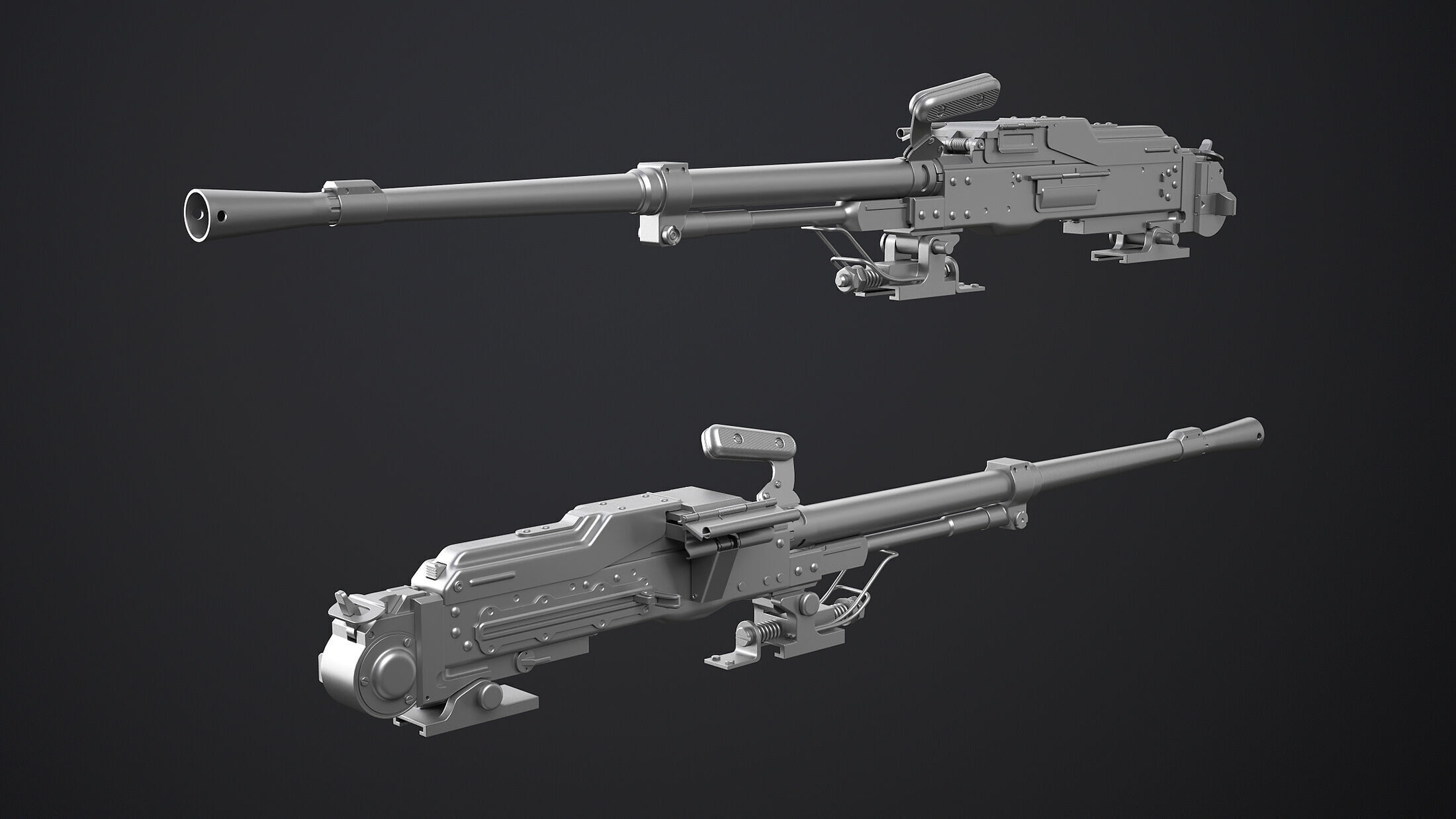 PKT Machine Gun with Tank Turret 3D model_5