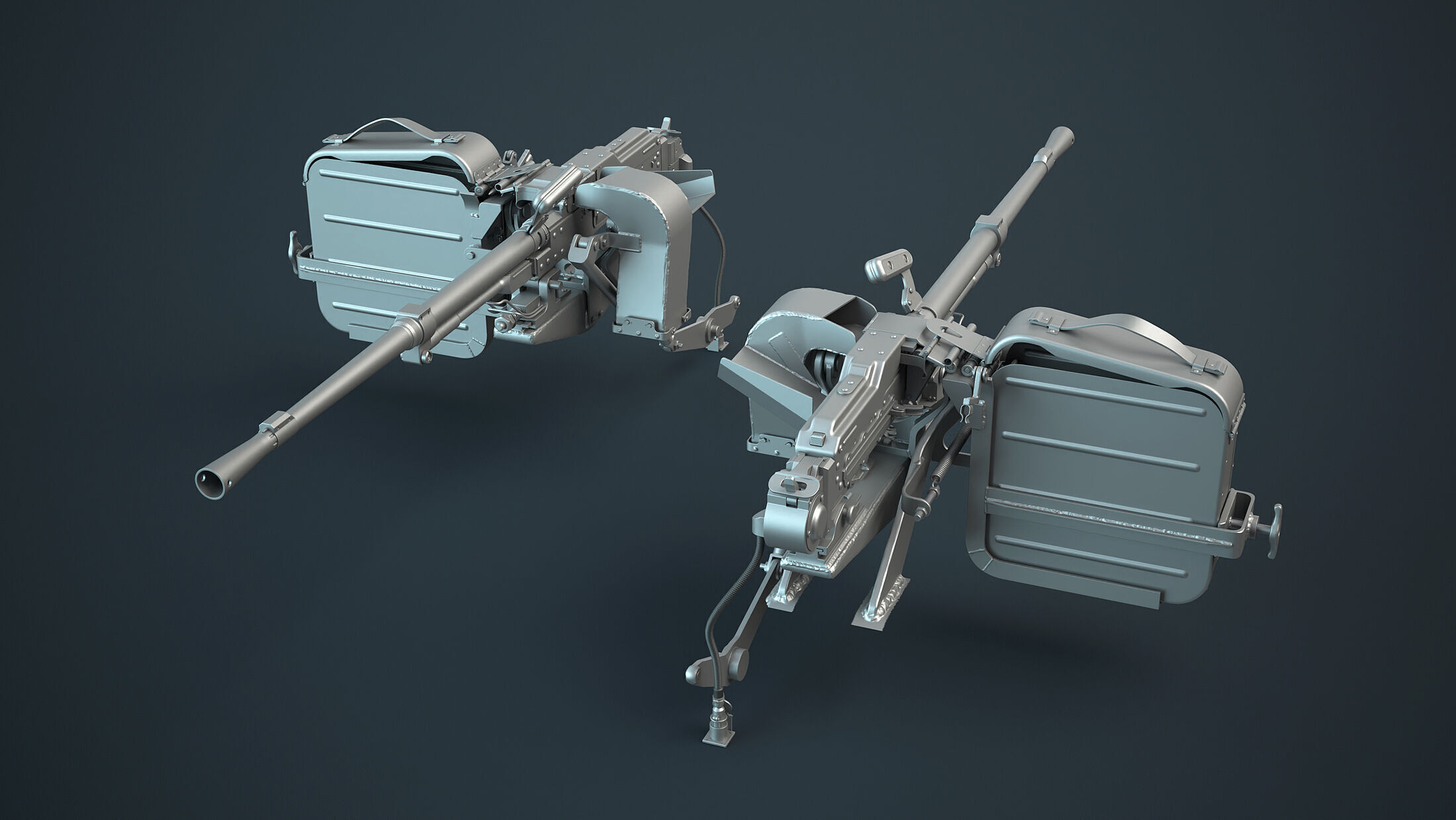 PKT Machine Gun with Tank Turret 3D model_3