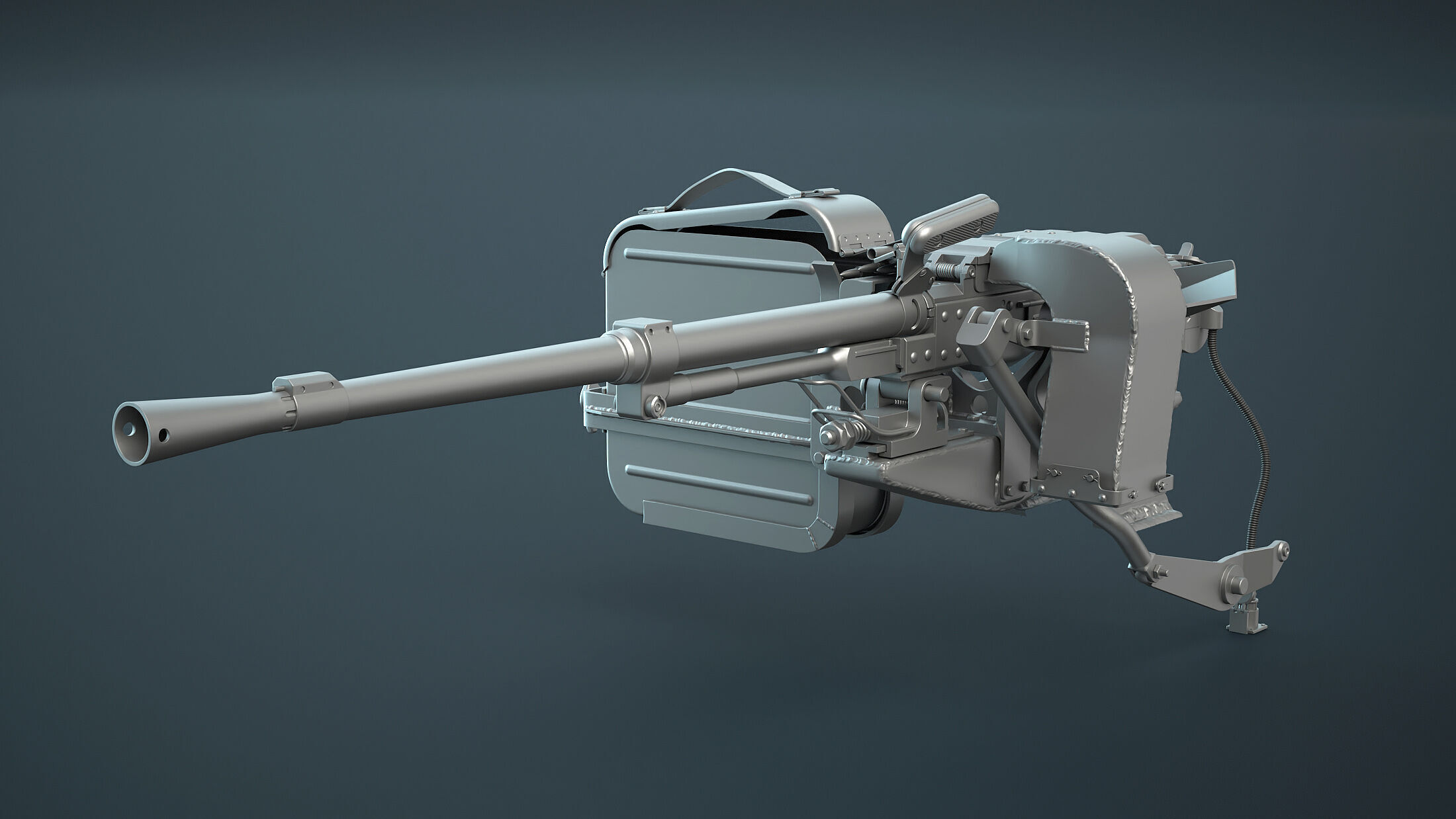 PKT Machine Gun with Tank Turret 3D model_1