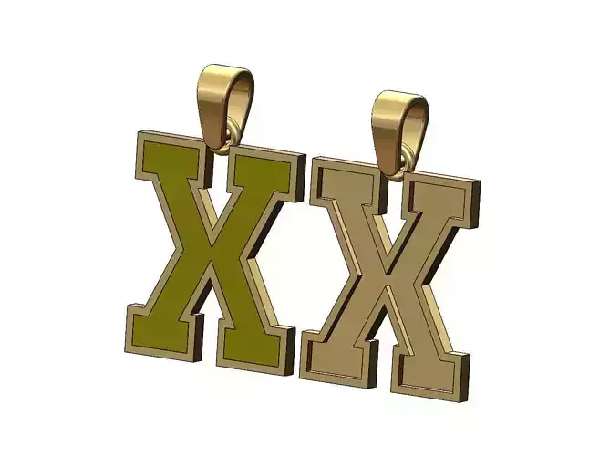 X  enamel varsity letter sports letterman jersey pendant charm
