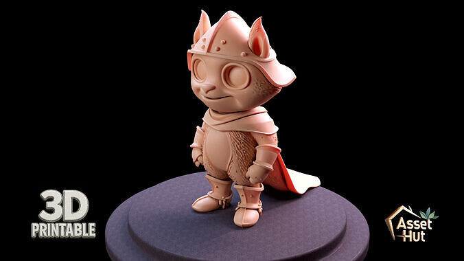 Stylized Cat Warrior Miniature 3D print model