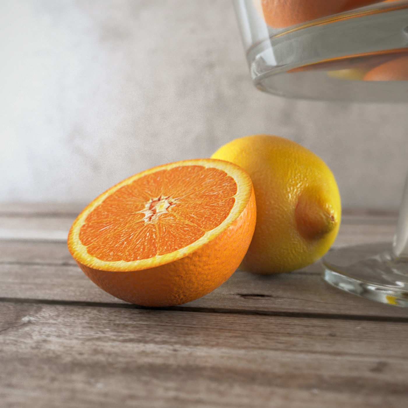 Lemons and Oranges in a Glass Jar 3D model_2