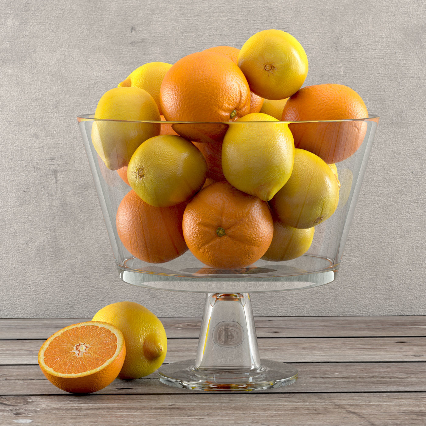 Lemons and Oranges in a Glass Jar 3D model_4