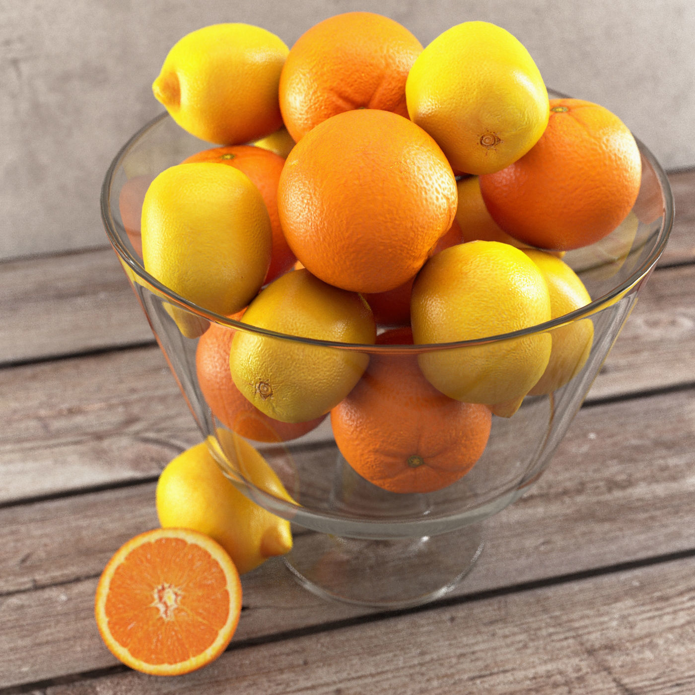 Lemons and Oranges in a Glass Jar 3D model_1