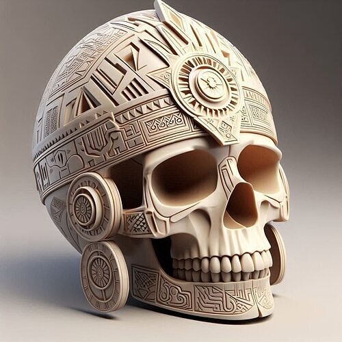 Inca Warrior Skull  Ancient Styled 3D Printable Sculpture 3D print model