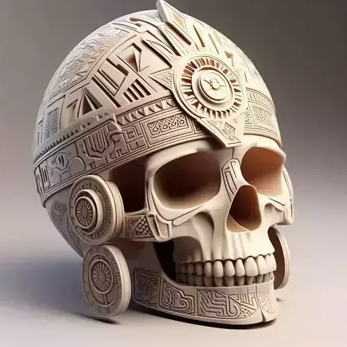 Inca Warrior Skull  Ancient Styled 3D Printable Sculpture