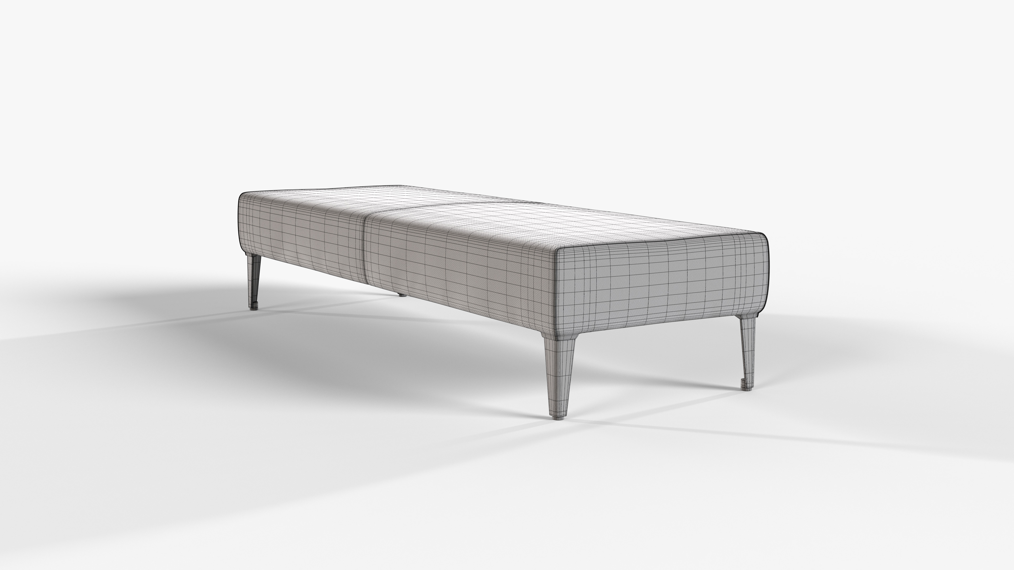 Bench Textile White Low-poly 3D model_6