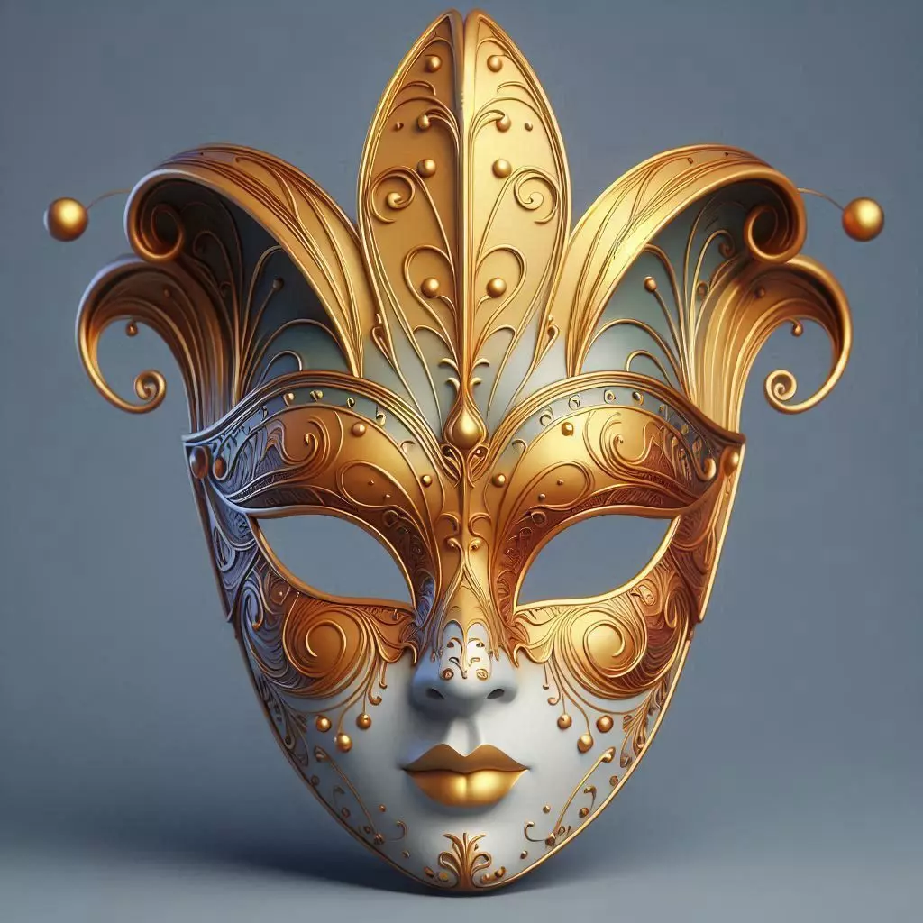 635   Venetian   Carnival   Mask     Color     3D Model 3D print model_0