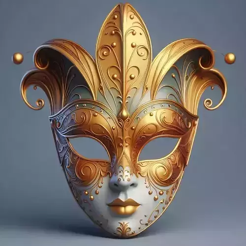 635   Venetian   Carnival   Mask     Color     3D Model 3D print model