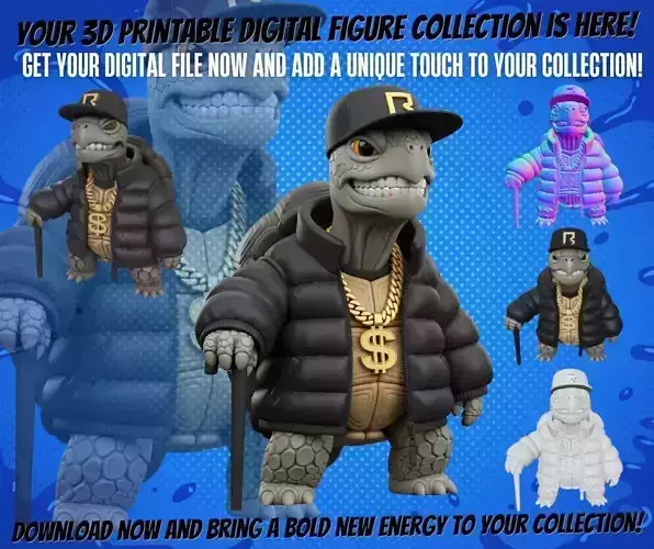 Gangster Turtle Figure  3D Printable Collector Model 3D print model