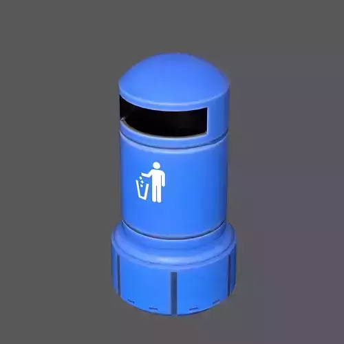 Low Poly Plastic Trash Bin   PBR 4K Textures Game Ready Low-poly 3D model
