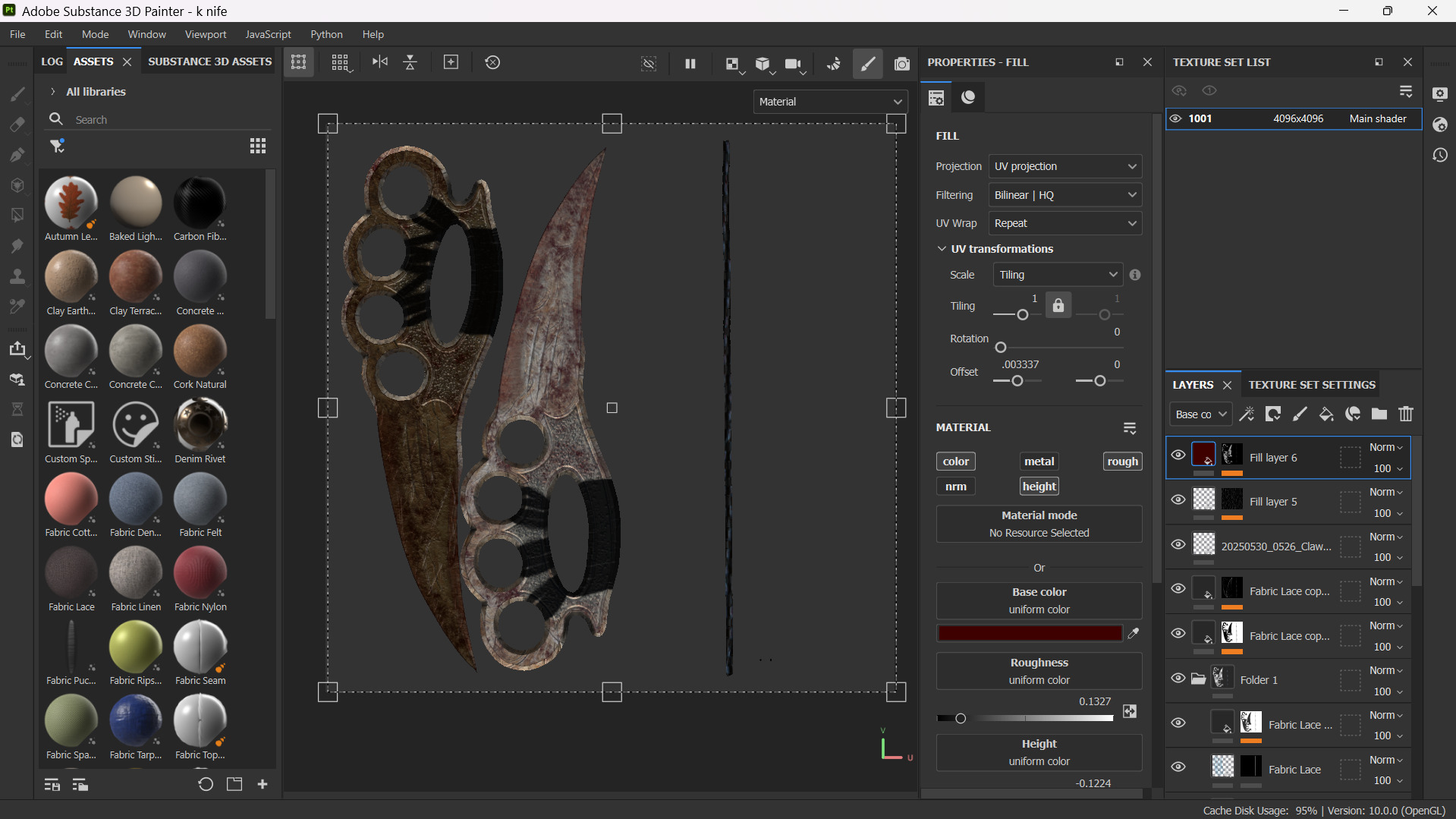 wooden knife  Low-poly 3D model_5