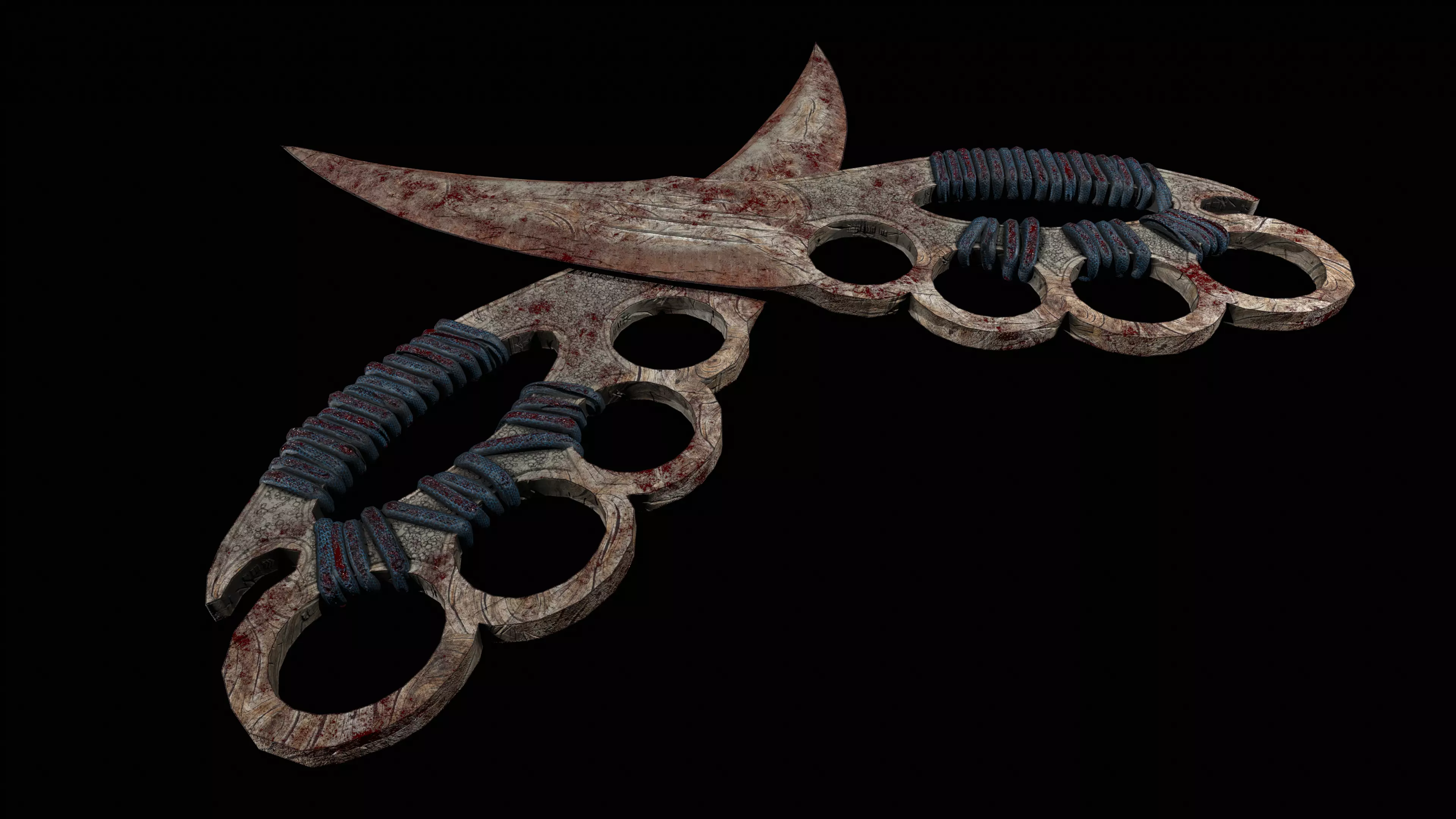 wooden knife  Low-poly 3D model_0