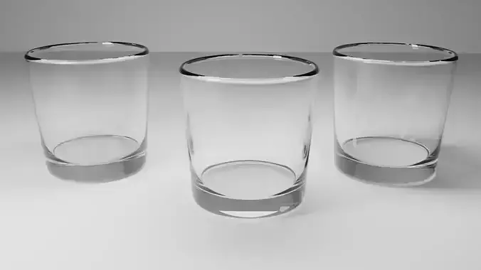 Crystal Glass Trio - Realistic 3D Cups