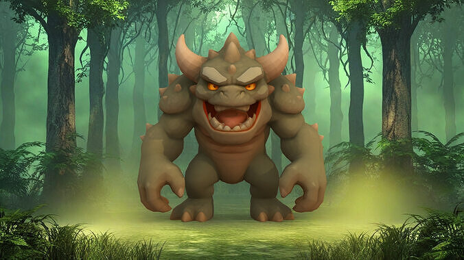 Fierce and Playful Monster Cartoon Style Low-poly 3D model