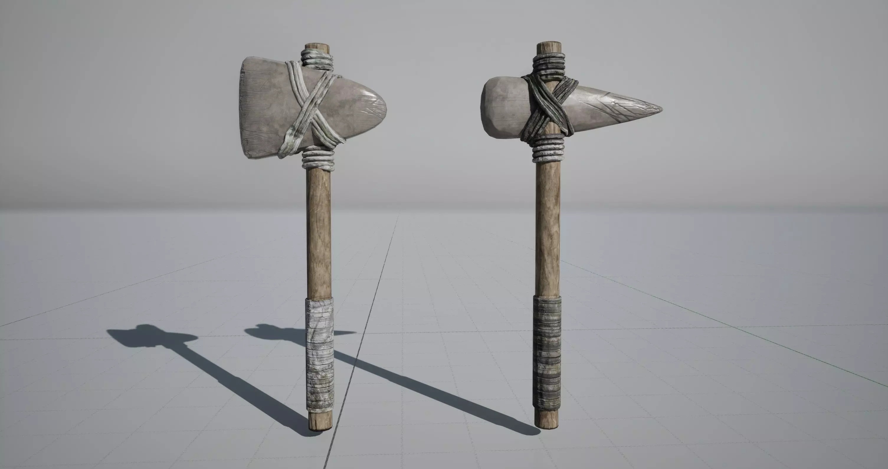 Stone Hatchet and Pickaxe gameready tools Low-poly 3D model