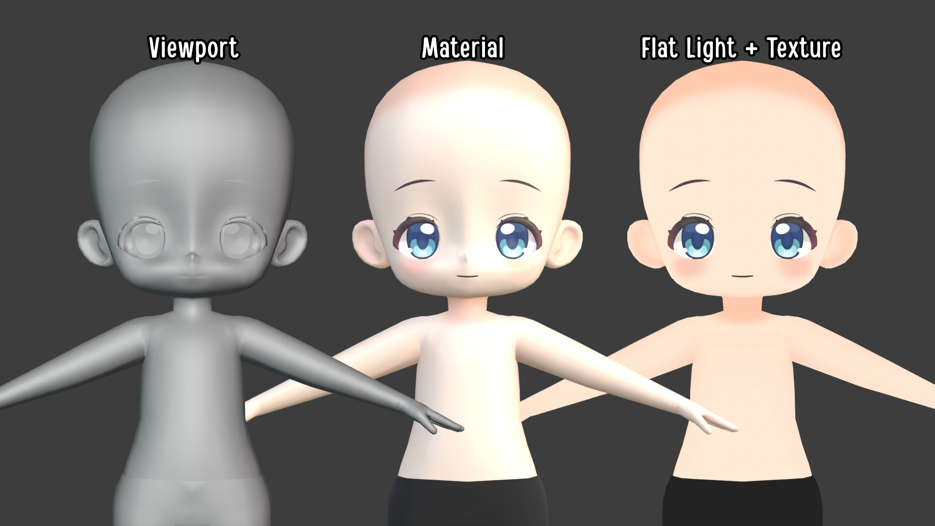 Anime Chibi Base Mesh 3D model_3