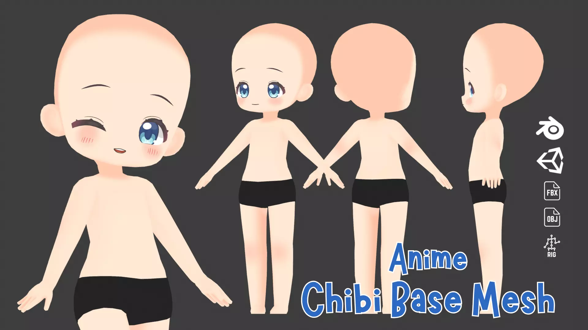Anime Chibi Base Mesh 3D model_0