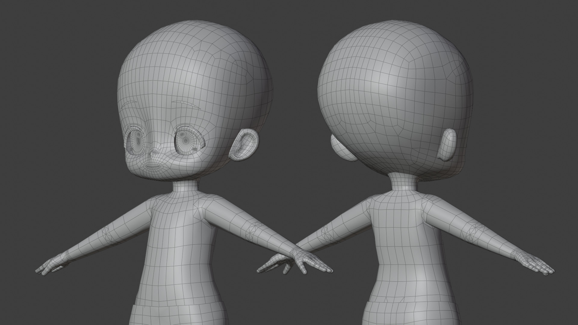 Anime Chibi Base Mesh 3D model_13
