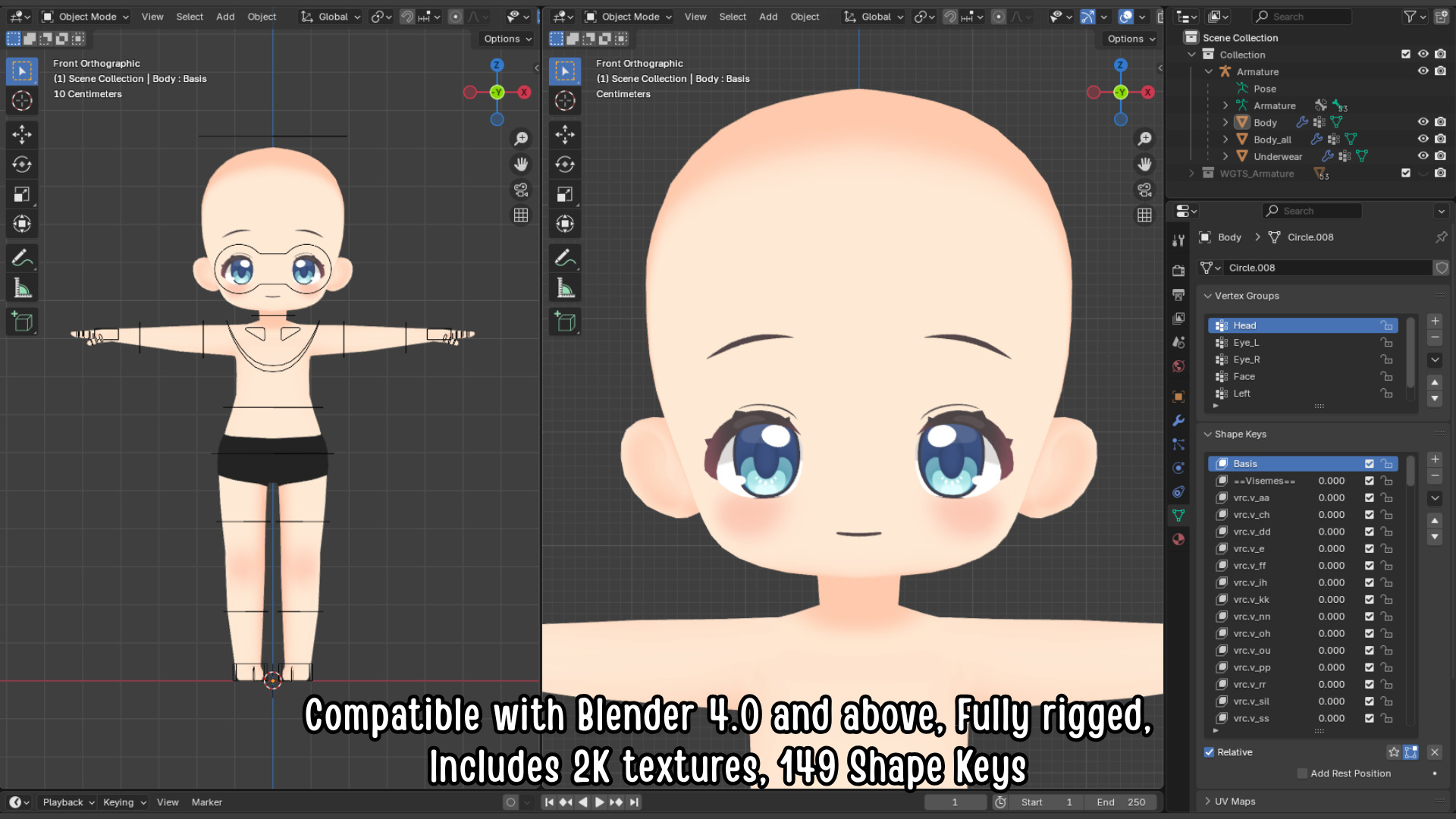 Anime Chibi Base Mesh 3D model_7