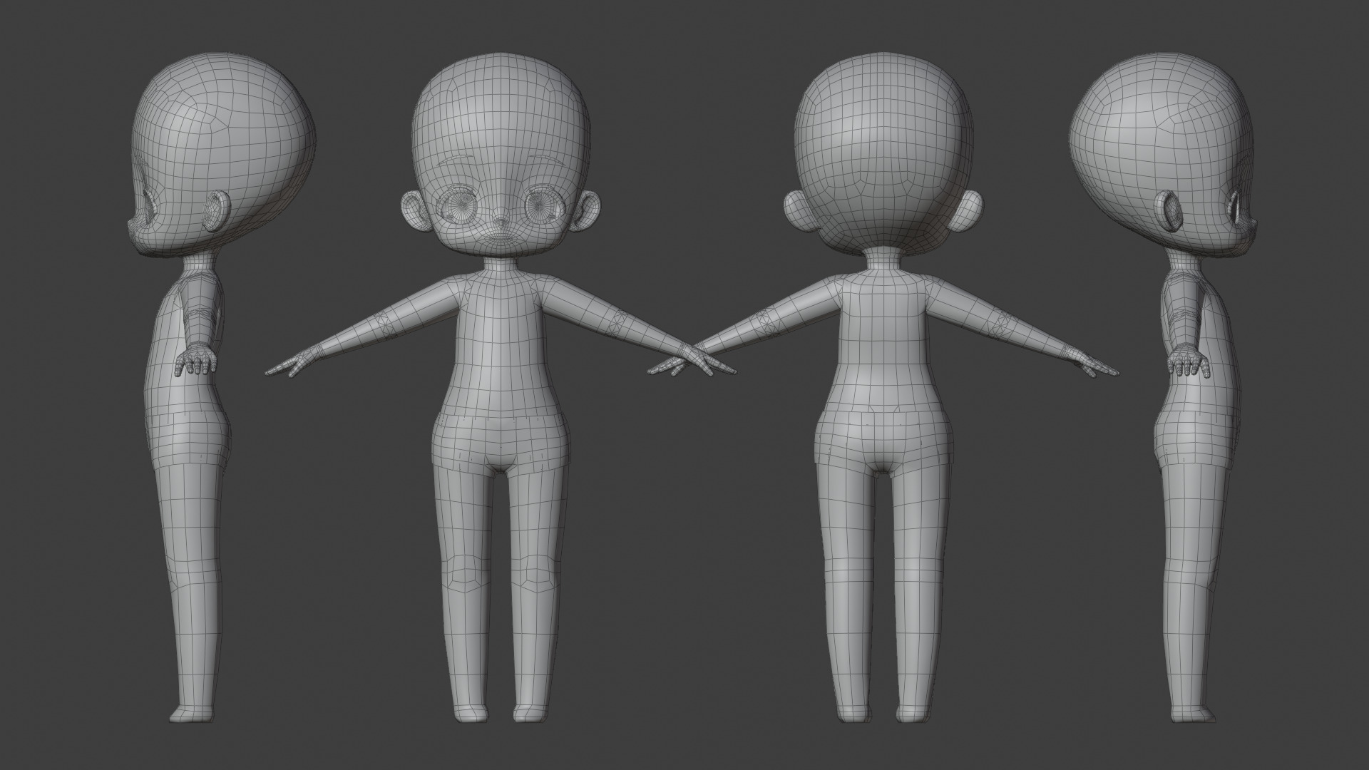 Anime Chibi Base Mesh 3D model_12
