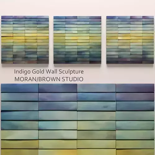 Indigo Gold Wall Sculpture 3D