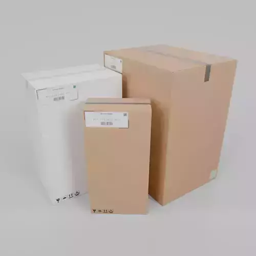 Shipping and Storage Cardboard Box Trio -Rigged and Customizable 3D Model Collection