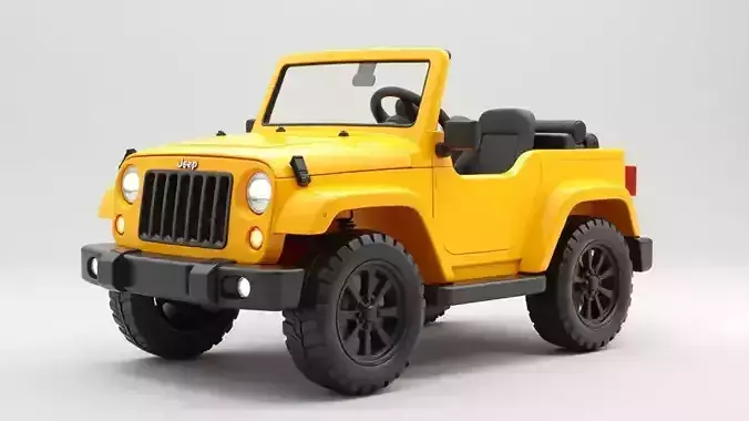 Bright Yellow Toy Jeep Wrangler 3D Model