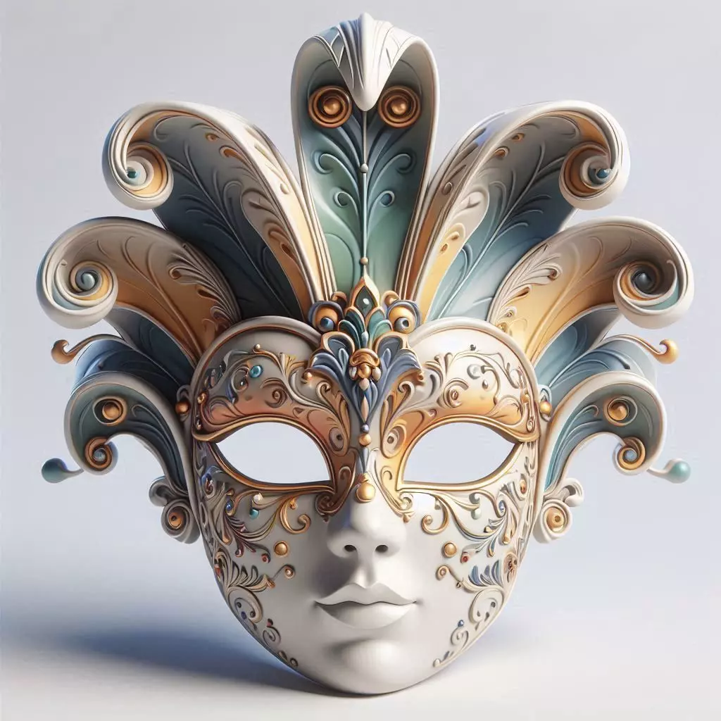 637 Venetian Carnival Mask Color 3D Model 3D print model_0