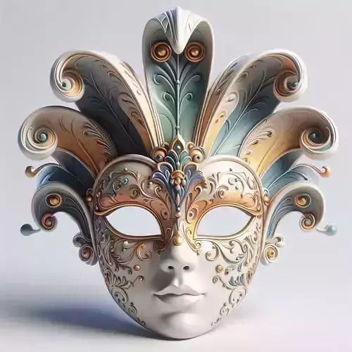 637   Venetian  Carnival  Mask     Color    3D Model