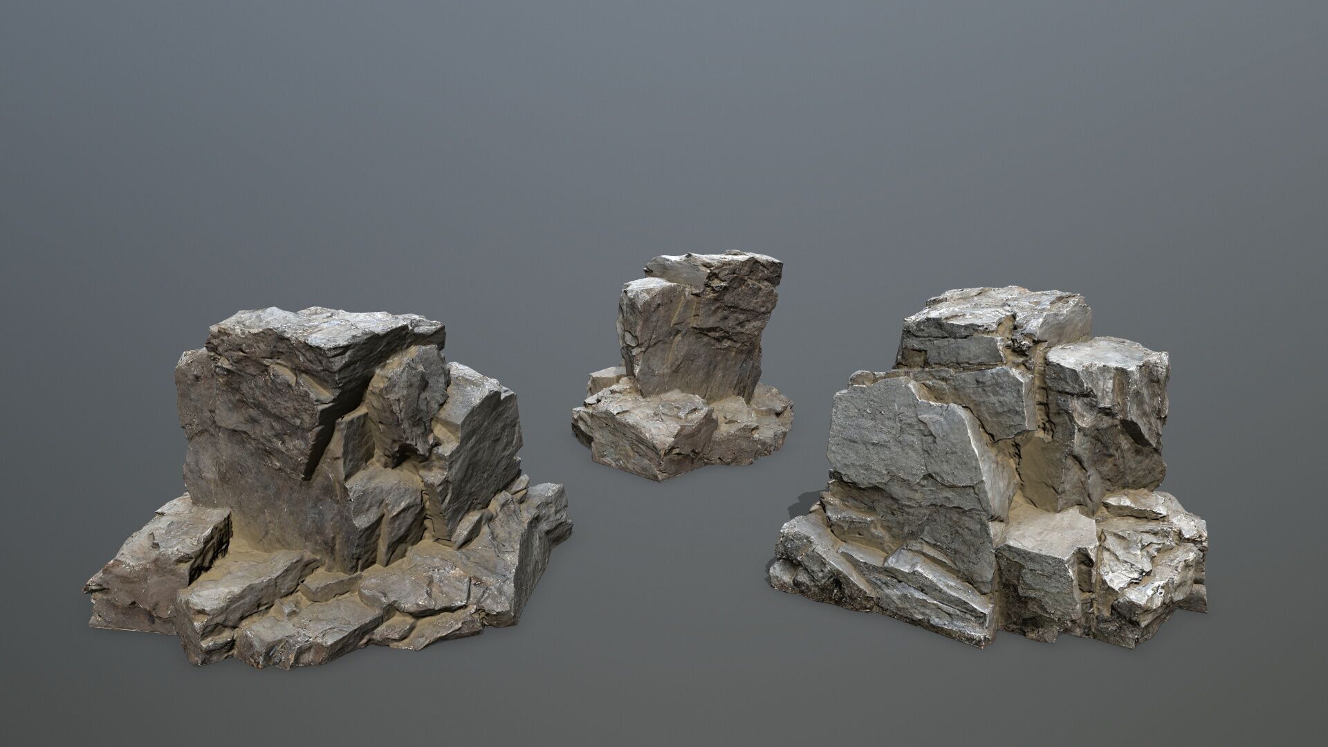 Old Rock Set Low-poly 3D model_9