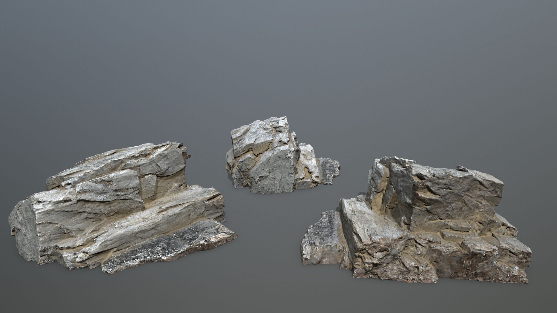 Old Rock Set Low-poly 3D model_11