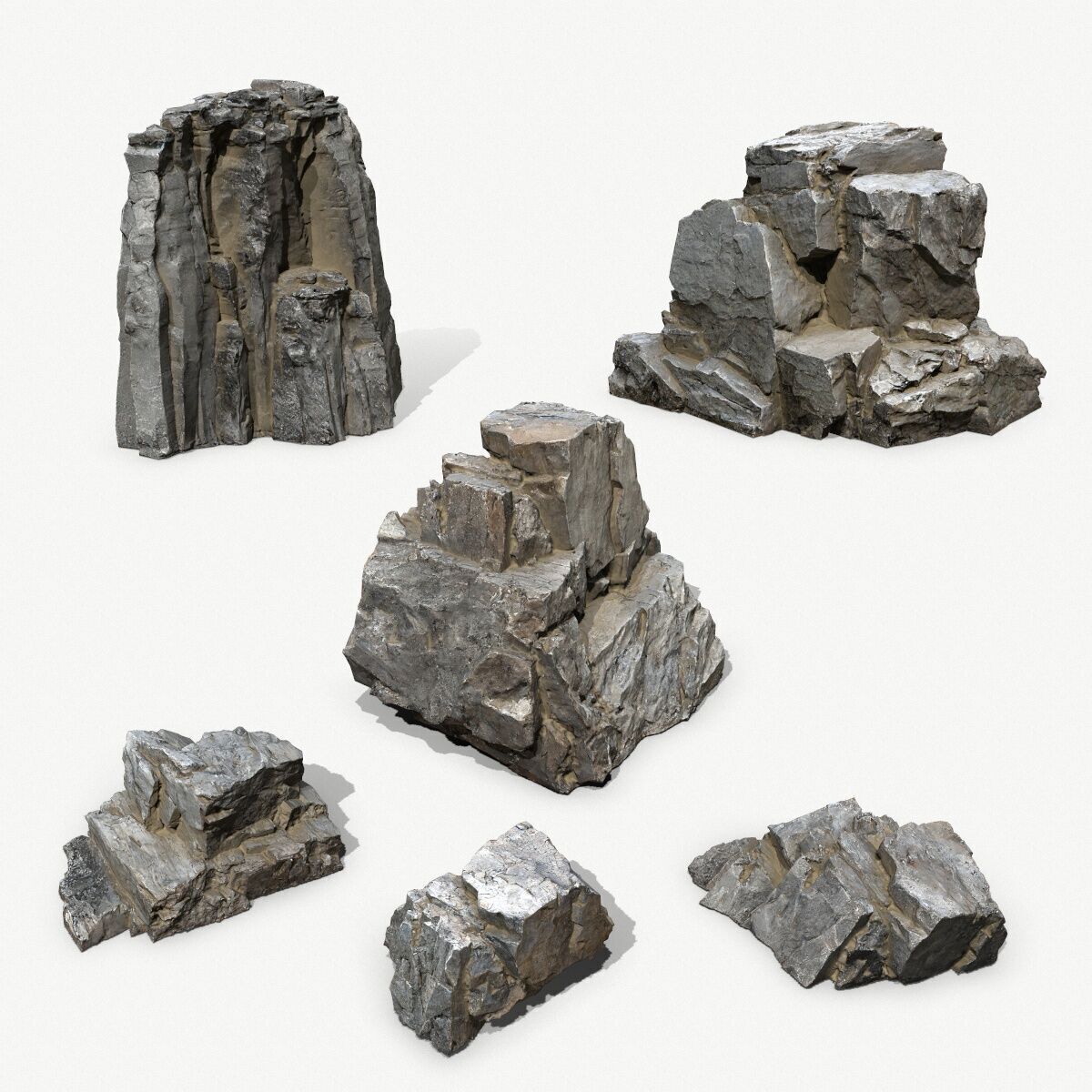 Old Rock Set Low-poly 3D model_2