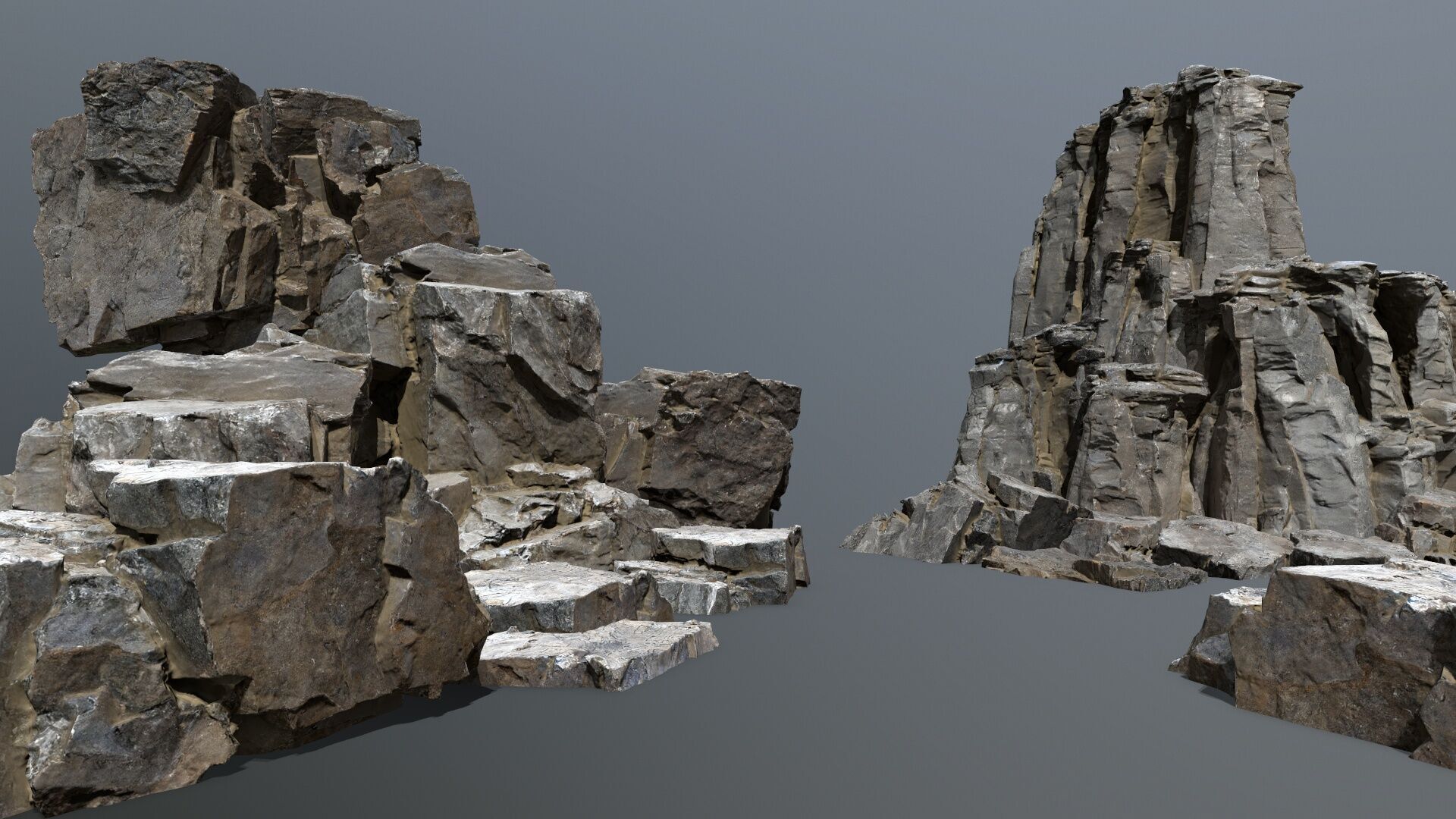 Old Rock Set Low-poly 3D model_1