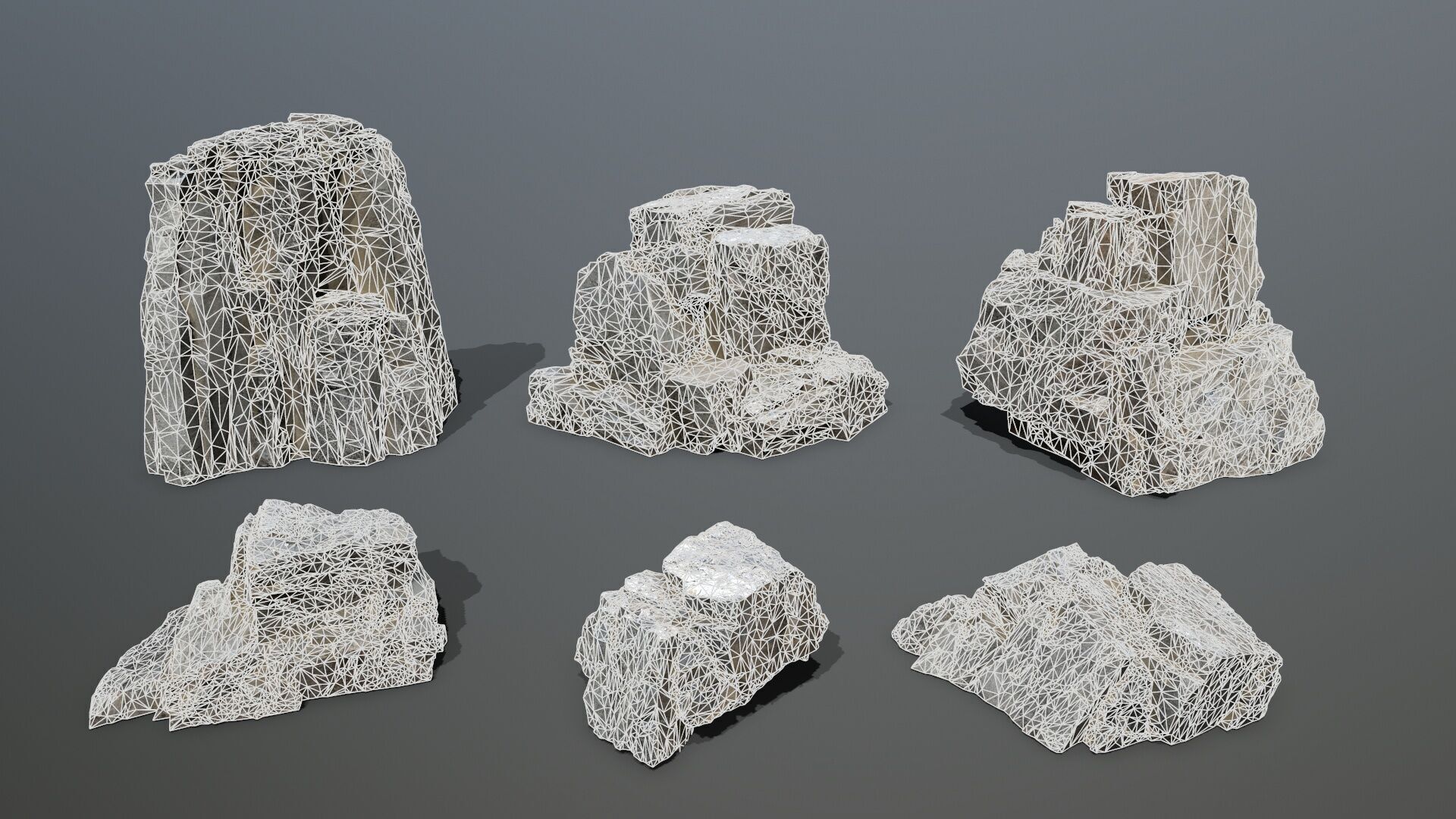 Old Rock Set Low-poly 3D model_15