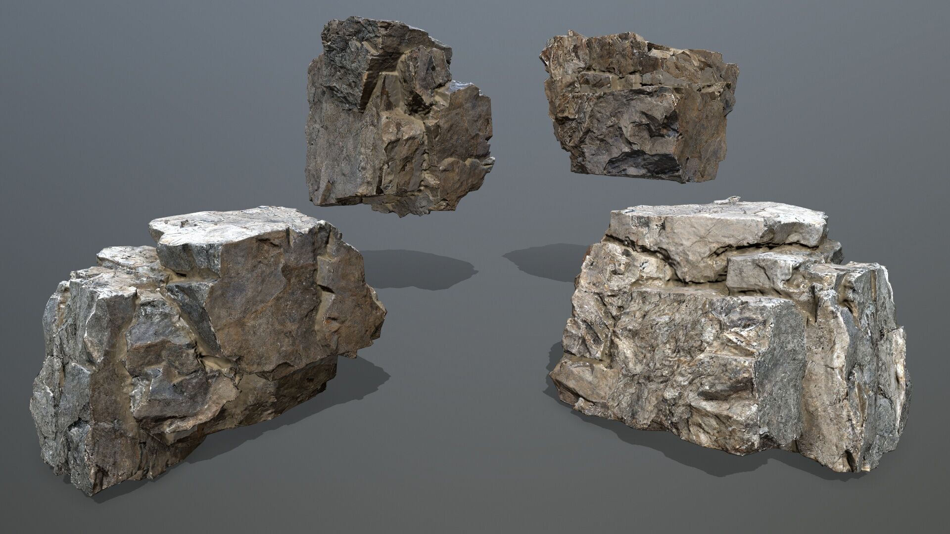 Old Rock Set Low-poly 3D model_13