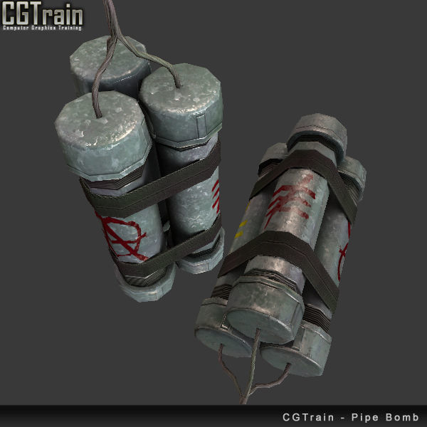 Metallic Pipe Bomb Low-poly 3D model_2