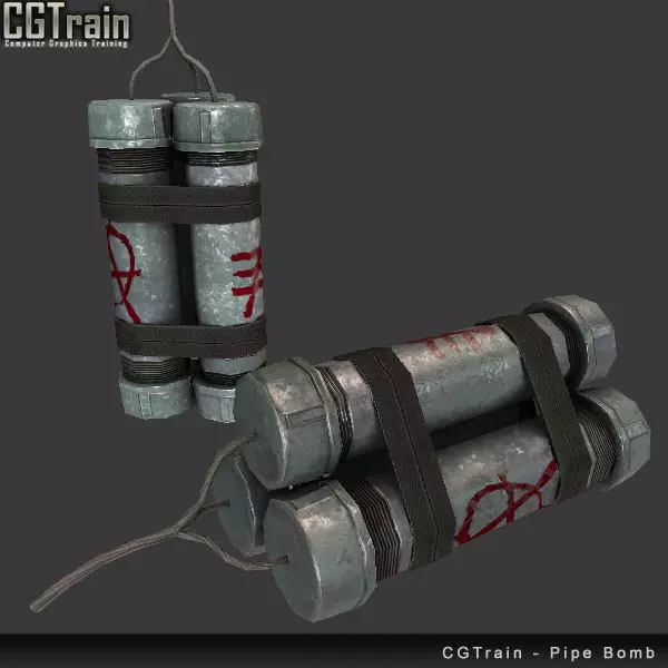 Metallic Pipe Bomb Low-poly 3D model_0